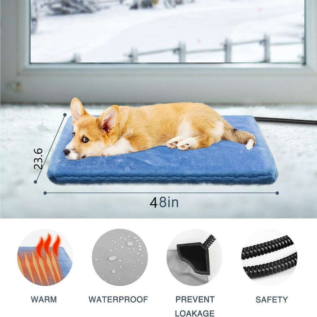Large Pet Heating Pad, 48 x 23.6 in, Blue