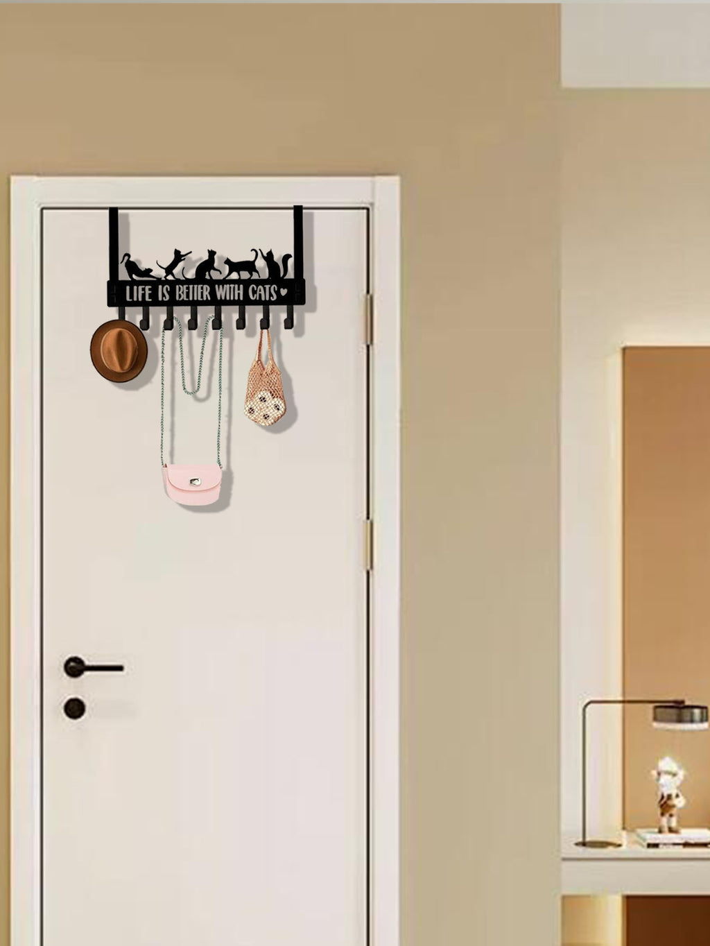 Over-the-Door Hook Rack, Cat Silhouette Design, 8 Hooks - image 8