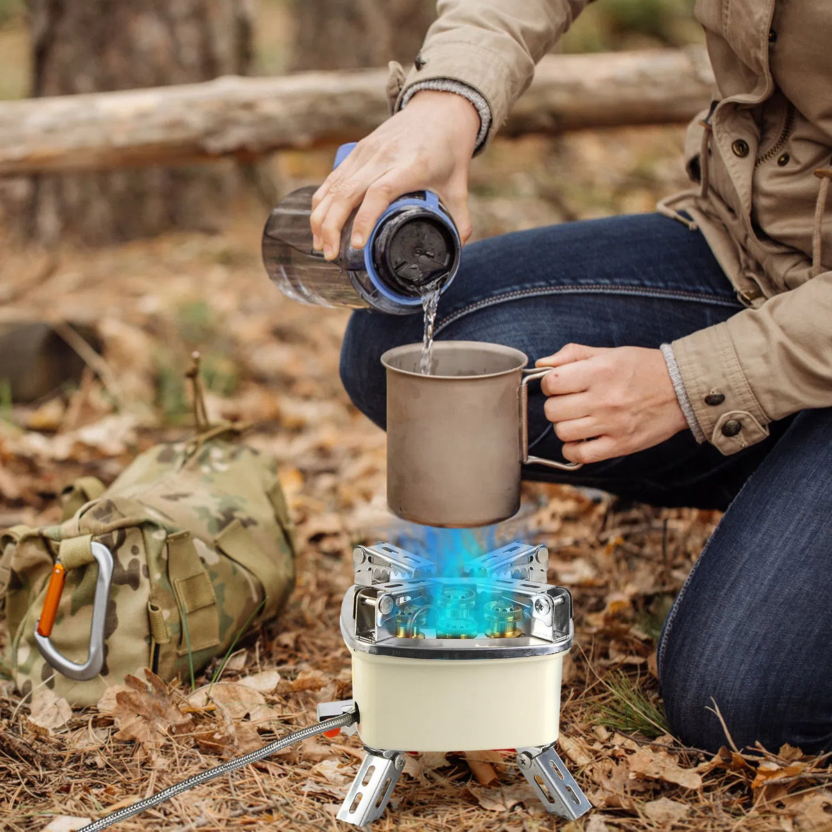 Foldable Camping Gas Stove, Beige - image 6