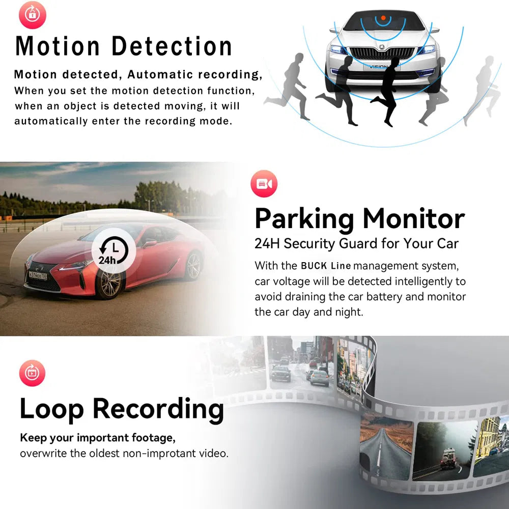 Dual-Lens 1080P Dash Cam, Front & Inside