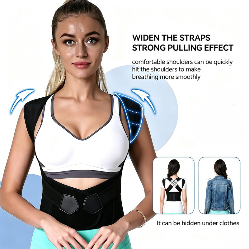 Adjustable Posture Corrector Back Brace, Black, Size M