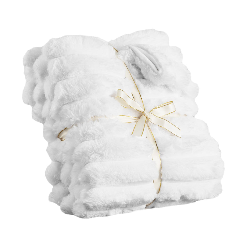 Faux Fur Throw Blanket, 50 x 60 in, White