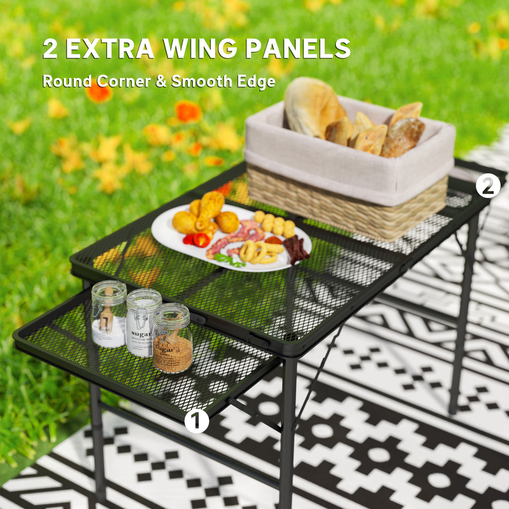 Folding Camping Table, 4.5 ft with 2 Wing Panels