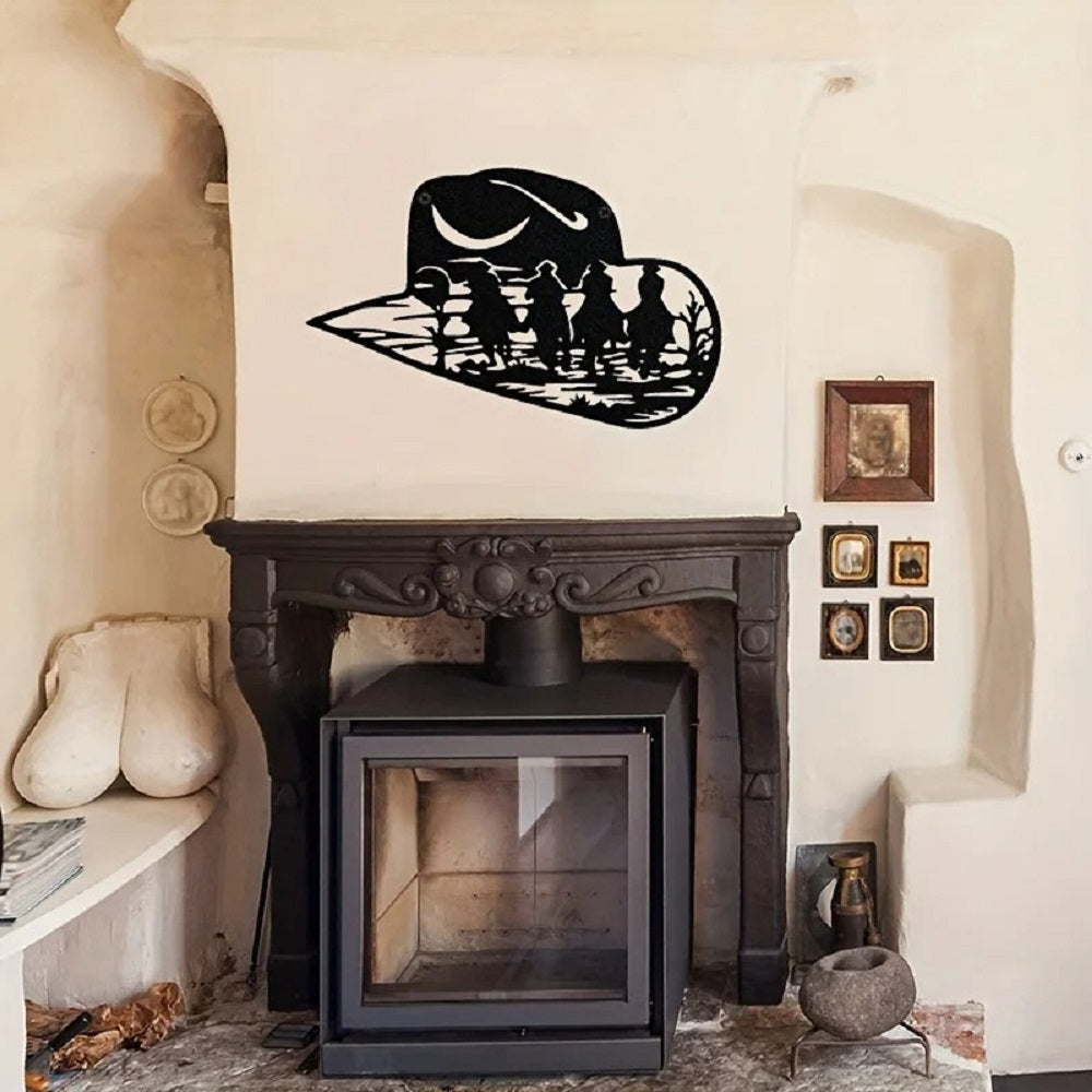 Western Cowboy Hat Metal Wall Art, Black - image 2