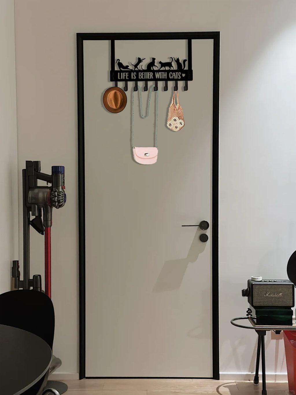 Over-the-Door Hook Rack, Cat Silhouette Design, 8 Hooks - image 3