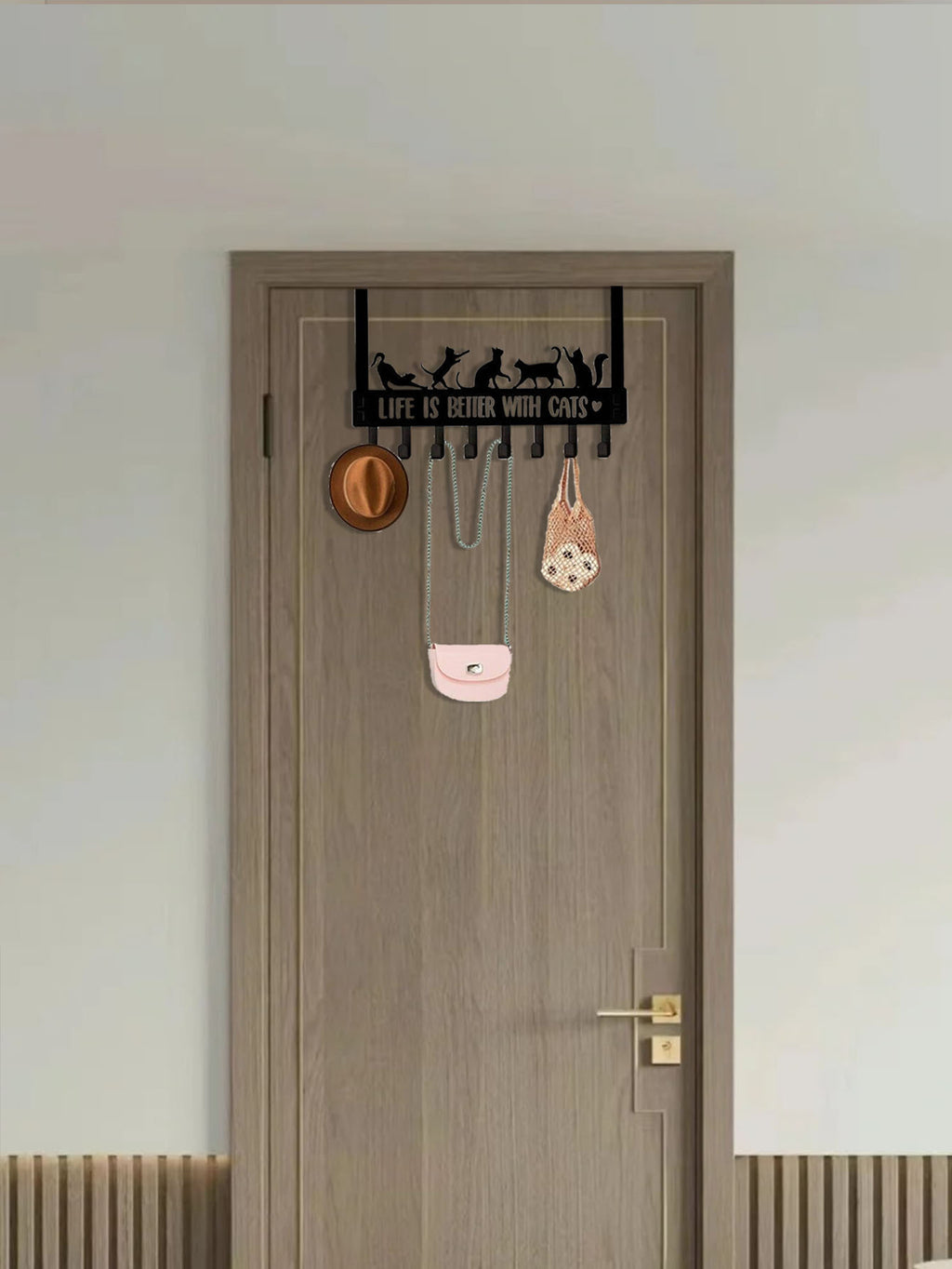 Over-the-Door Hook Rack, Cat Silhouette Design, 8 Hooks - image 6