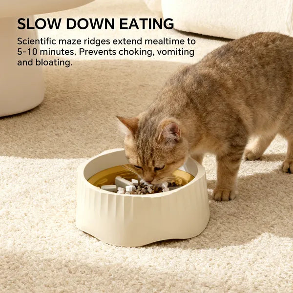 2-in-1 Cat Slow Feeder Bowl, White - image 6