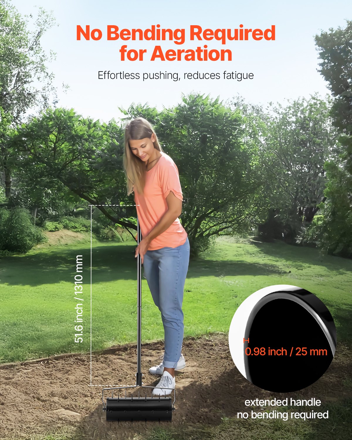Rolling Lawn Aerator, 18 in, 27 Spikes - image 4