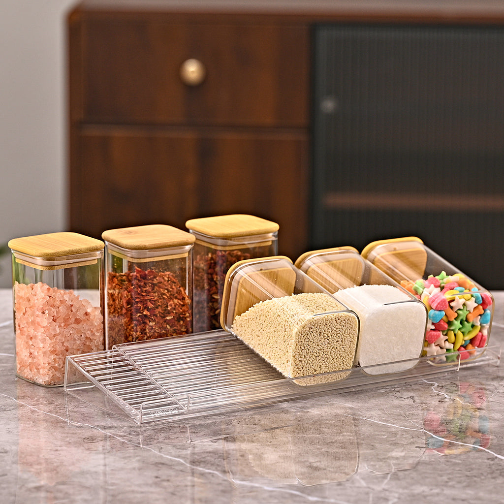 Stepped Spice Rack Organizer, 4 Pack, Clear