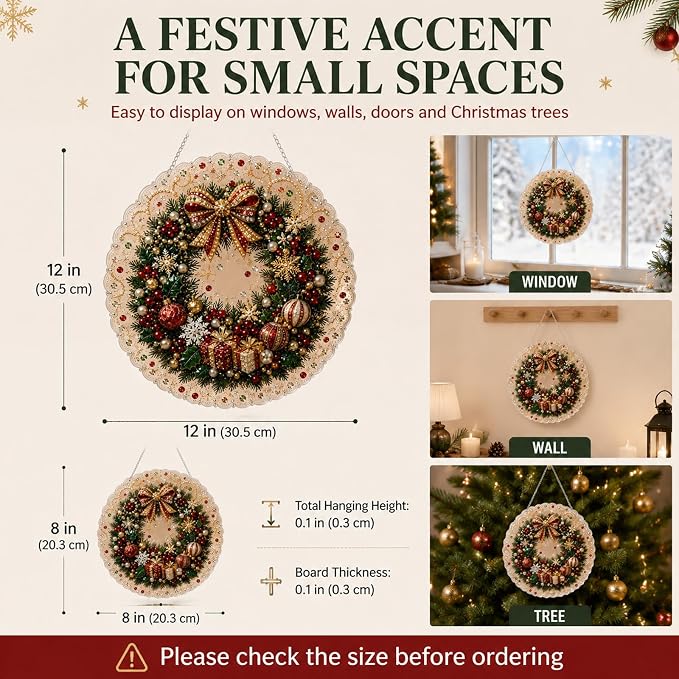 Christmas Diamond Painting Suncatcher Kit, 8 Inch - image 3