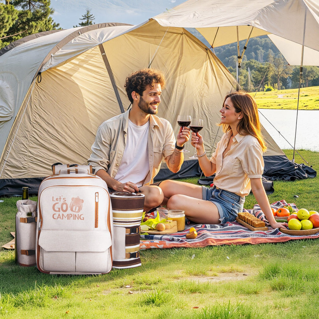 4-Person Picnic Backpack with Insulated Cooler - image 9