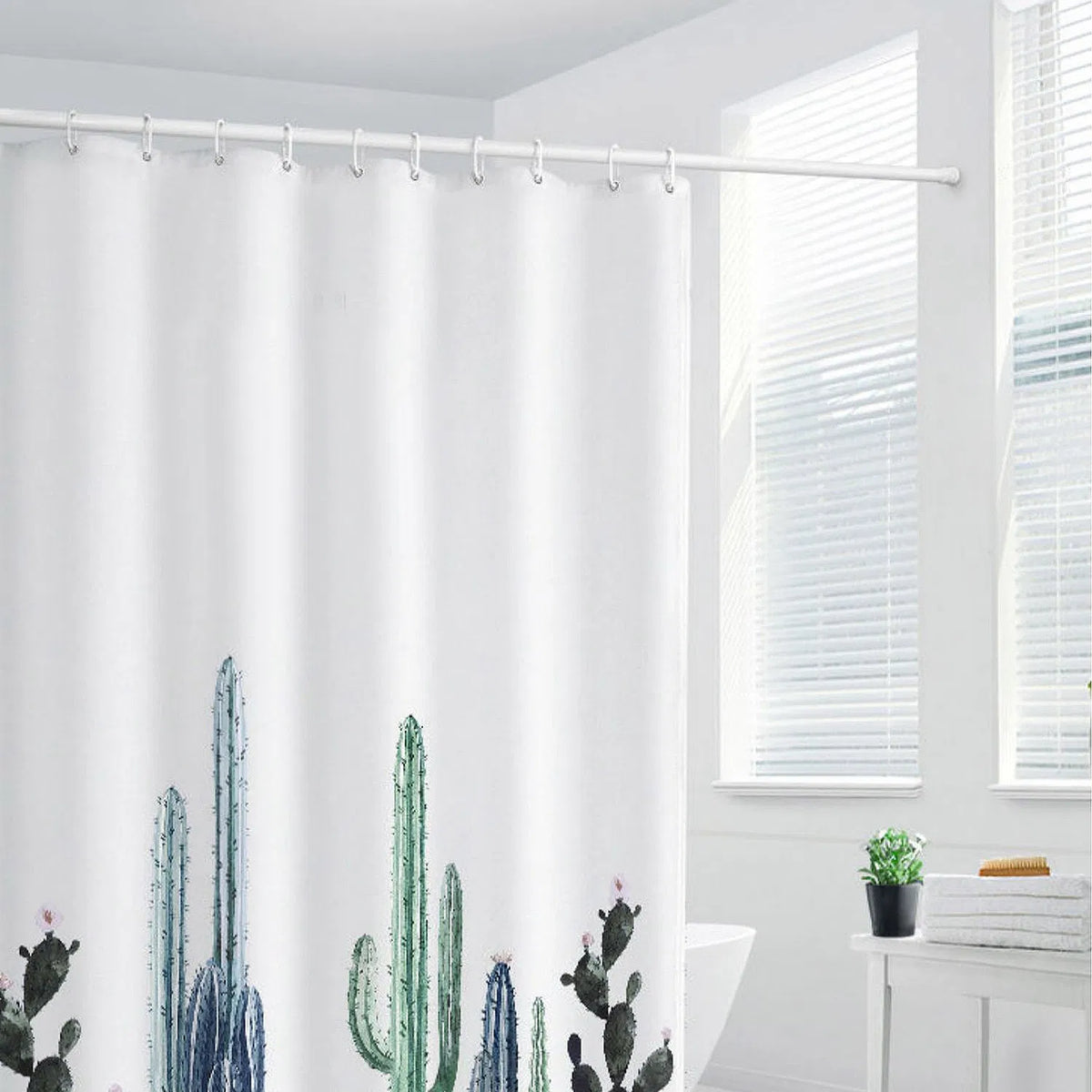 Spring Tension Curtain Rod, White - image 7