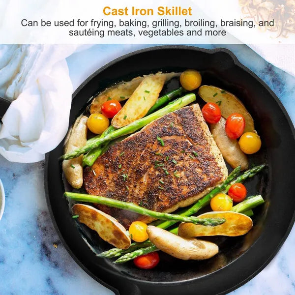 Pre-Seasoned Cast Iron Skillet Set, 6, 8 and 10 in - image 2