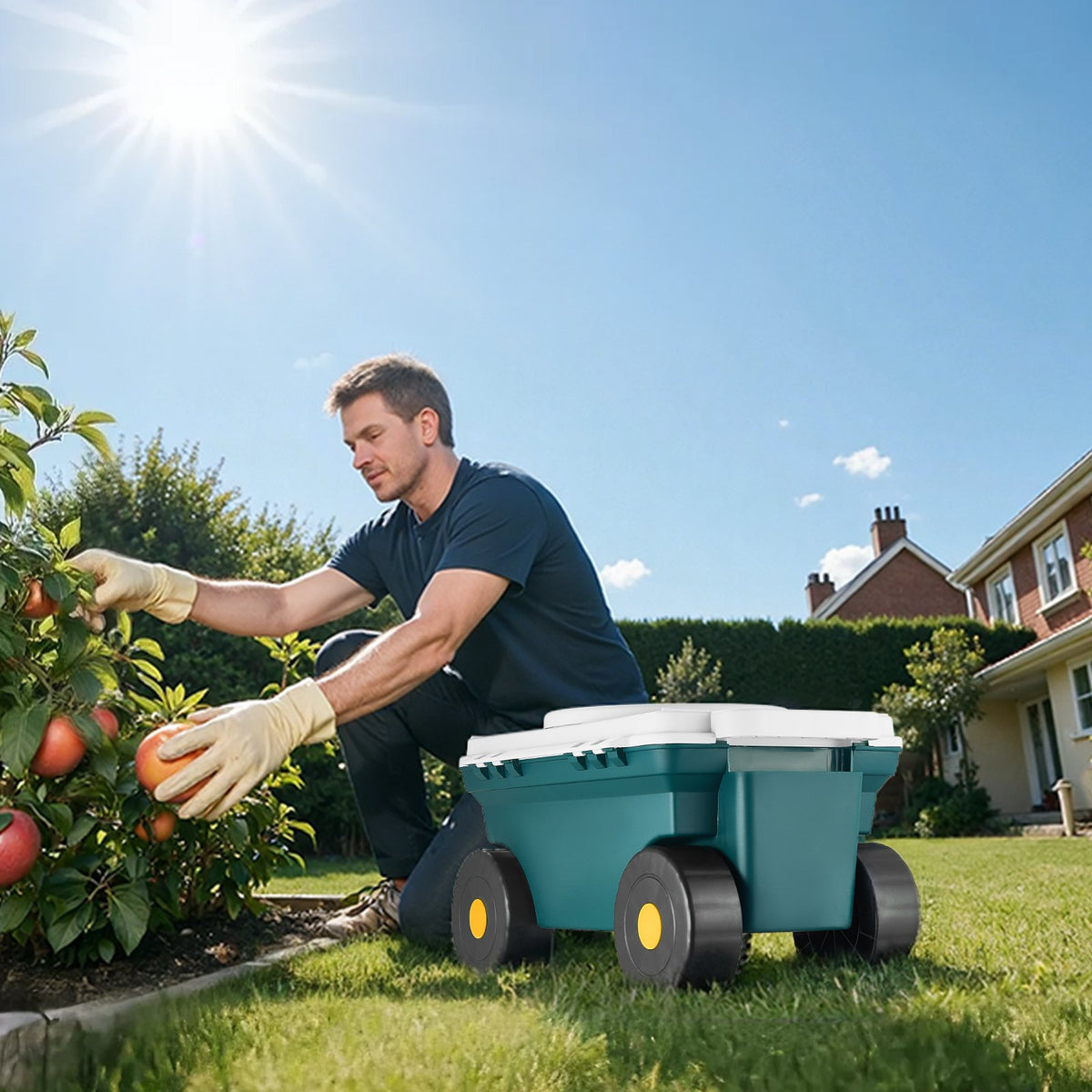 Rolling Garden Cart with Swivel Seat and Storage Bin - image 6