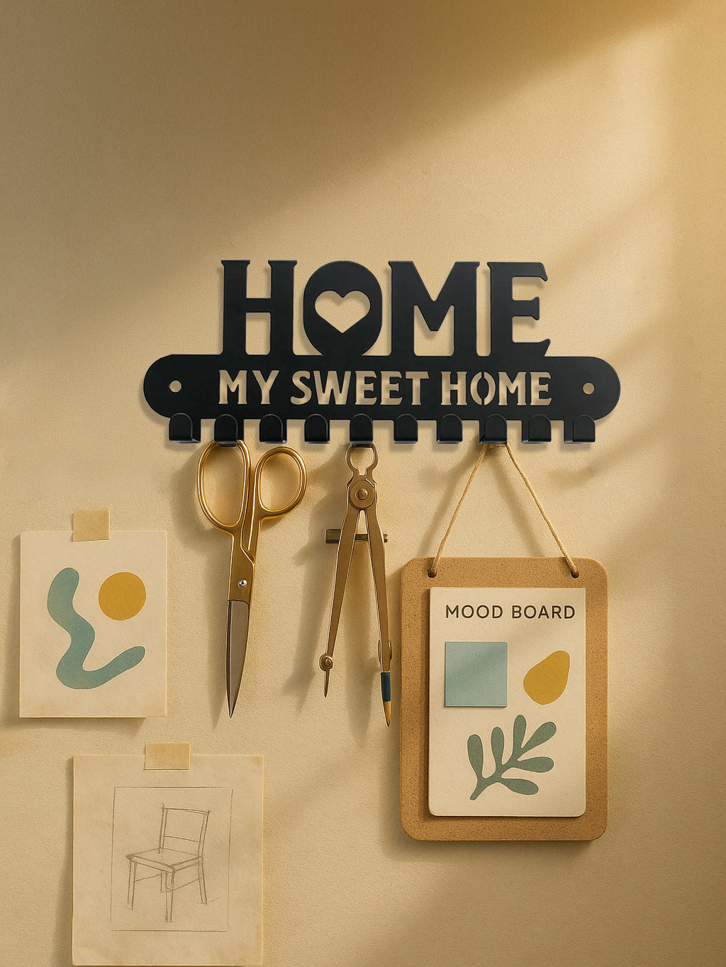 Home Sweet Home Metal Wall Hook Rack, Black - image 3