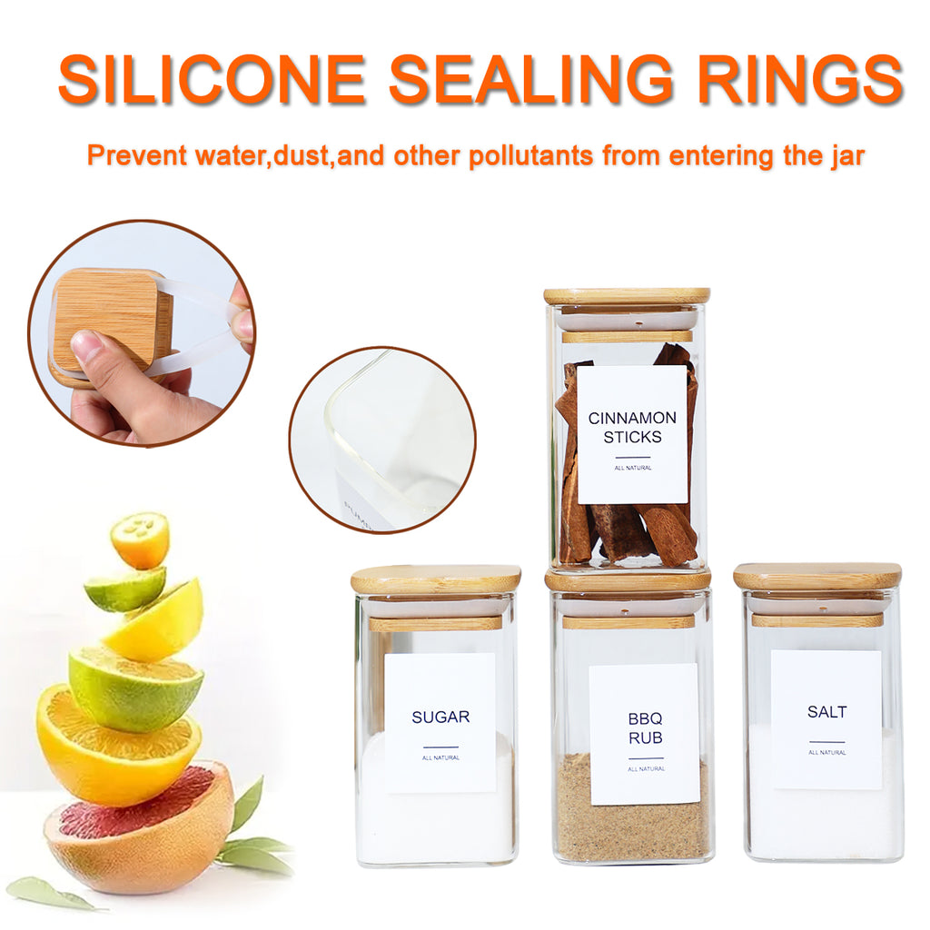 Square Glass Spice Jars with Labels, 12 Pack - image 4
