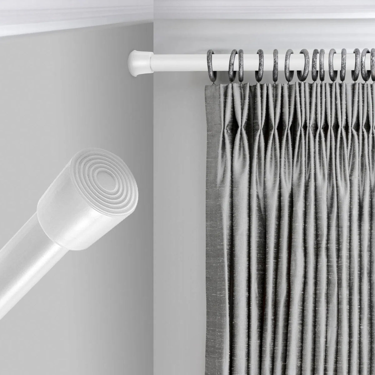 Spring Tension Curtain Rod, White - image 10