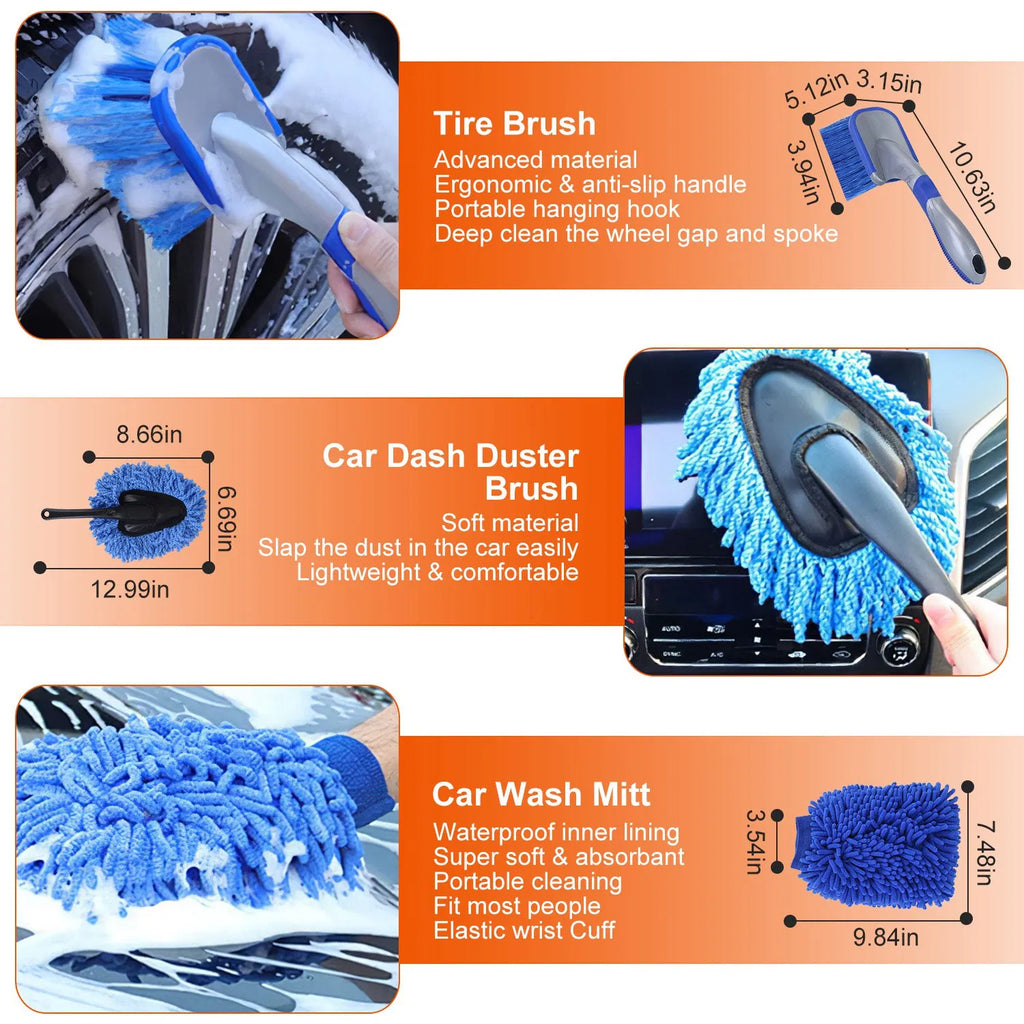 Car Detailing Brush Kit, 26 Piece, Blue - image 5