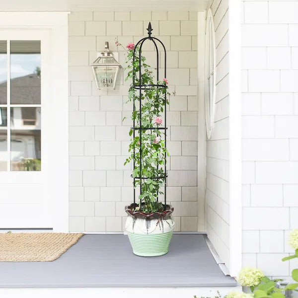 Garden Obelisk Trellis, 6.2 ft, Black