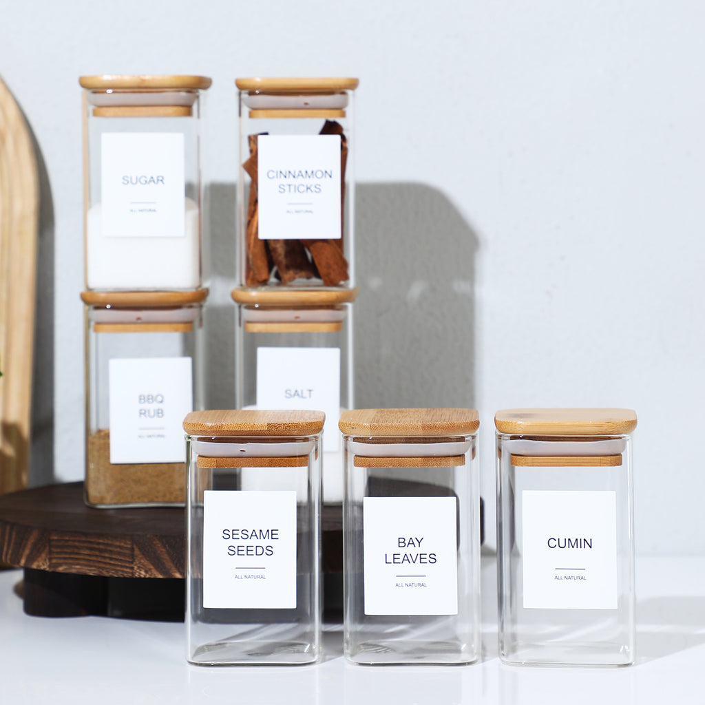 Square Glass Spice Jars with Labels, 12 Pack - image 6