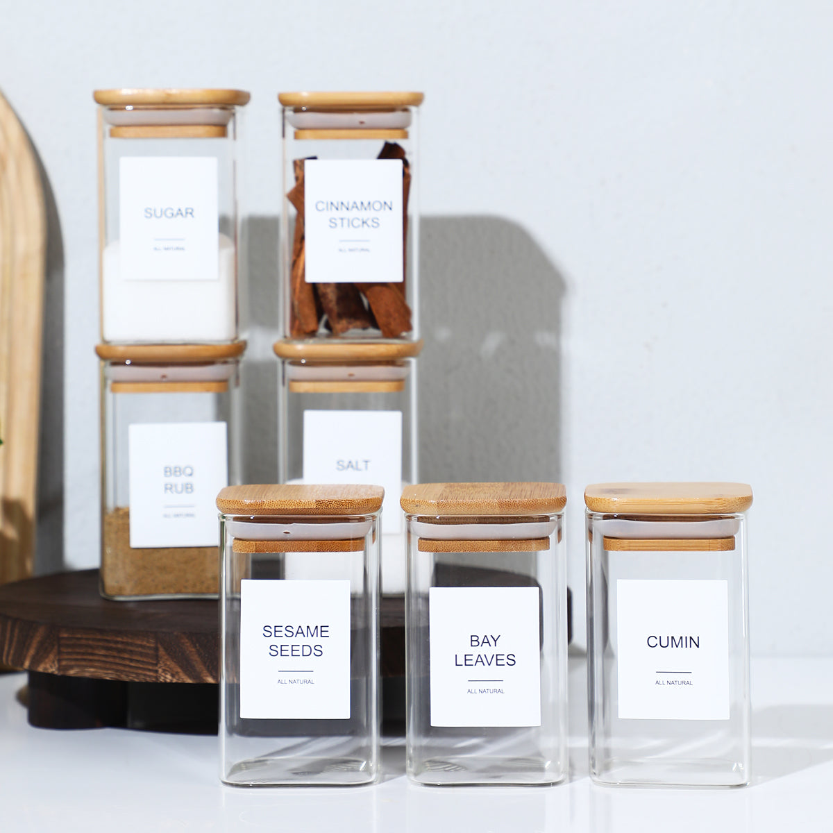 Square Glass Spice Jars with Labels, 12 Pack - image 6