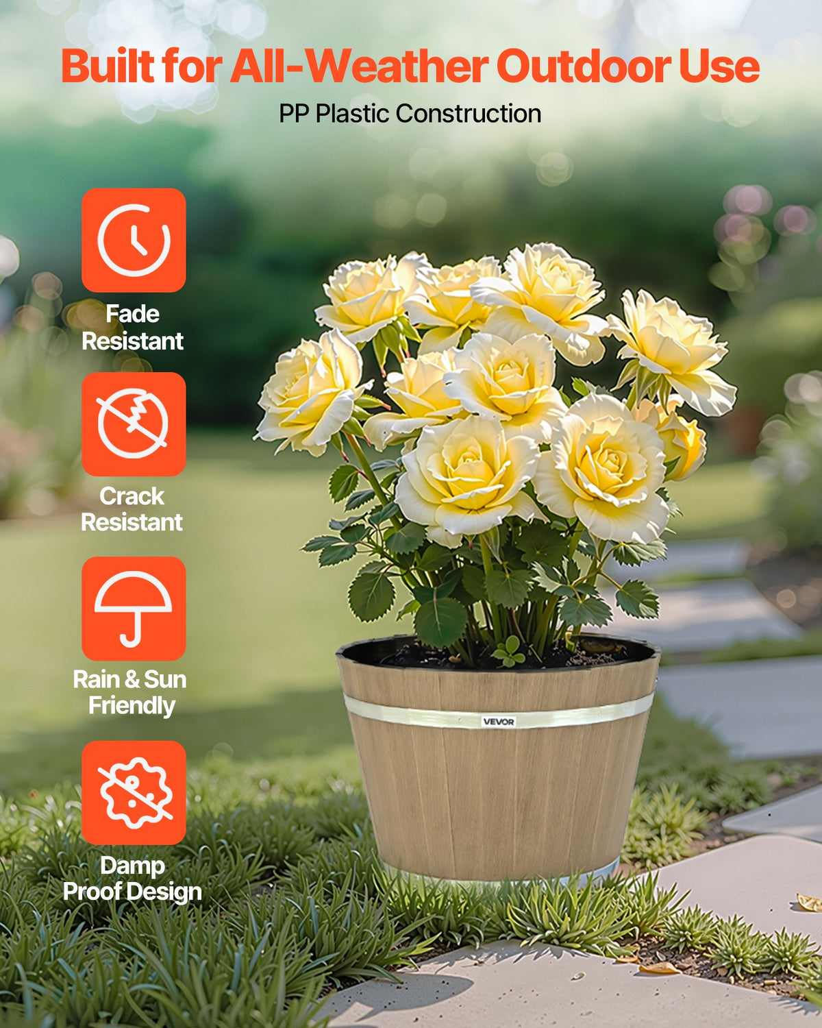 Whiskey Barrel Style Planter, 11.8 in - image 2
