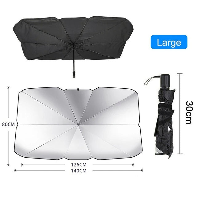 Foldable Car Windshield Sun Shade Umbrella, 57 in - image 3