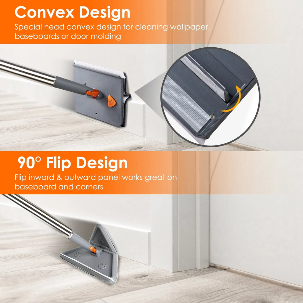 Baseboard and Wall Mop with Squeegee, Extendable Handle - image 8
