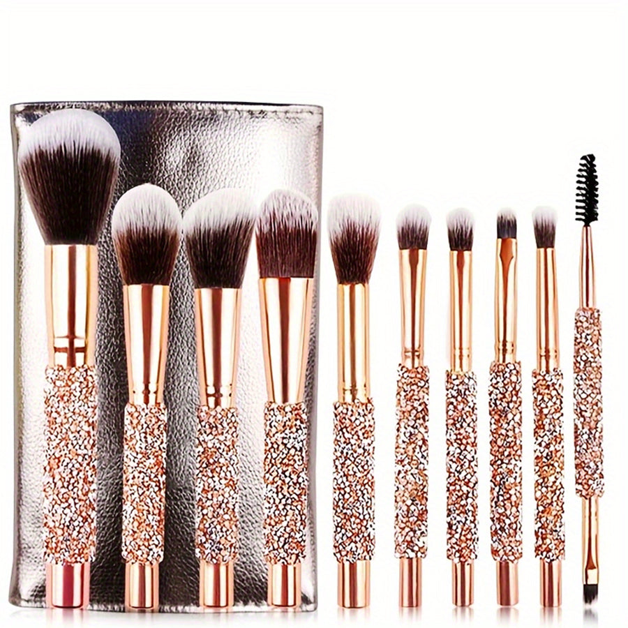 Crystal Handle Makeup Brush Set, 10 Piece - image 5