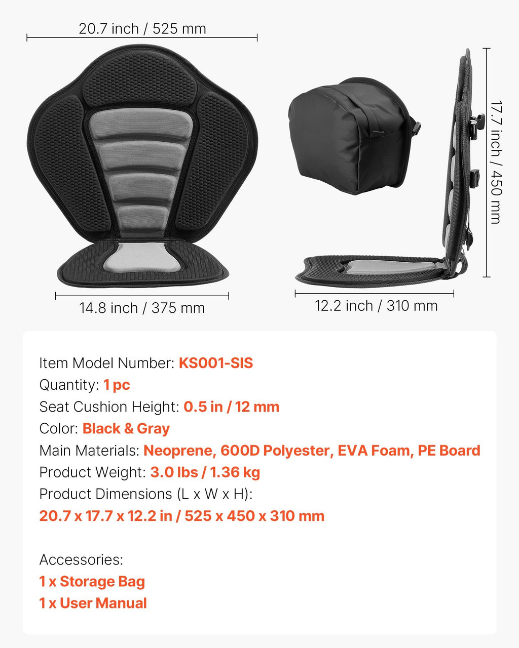 Padded Kayak Seat with Back Support - image 3