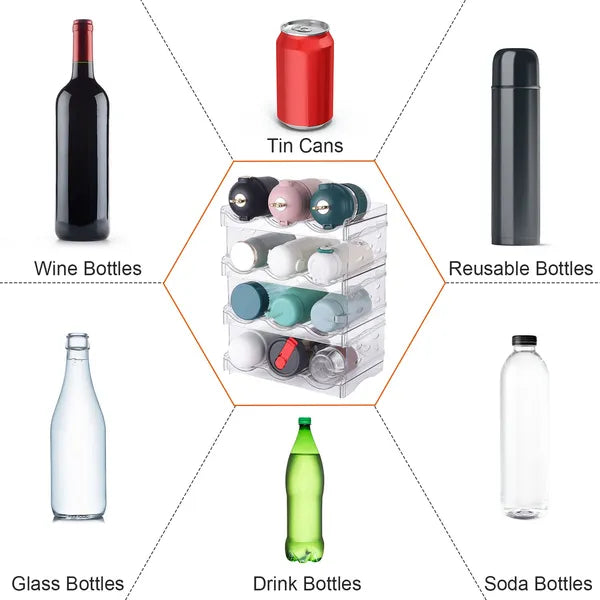 Stackable Water Bottle Organizer, 4 Racks, Holds 12 Bottles - image 5