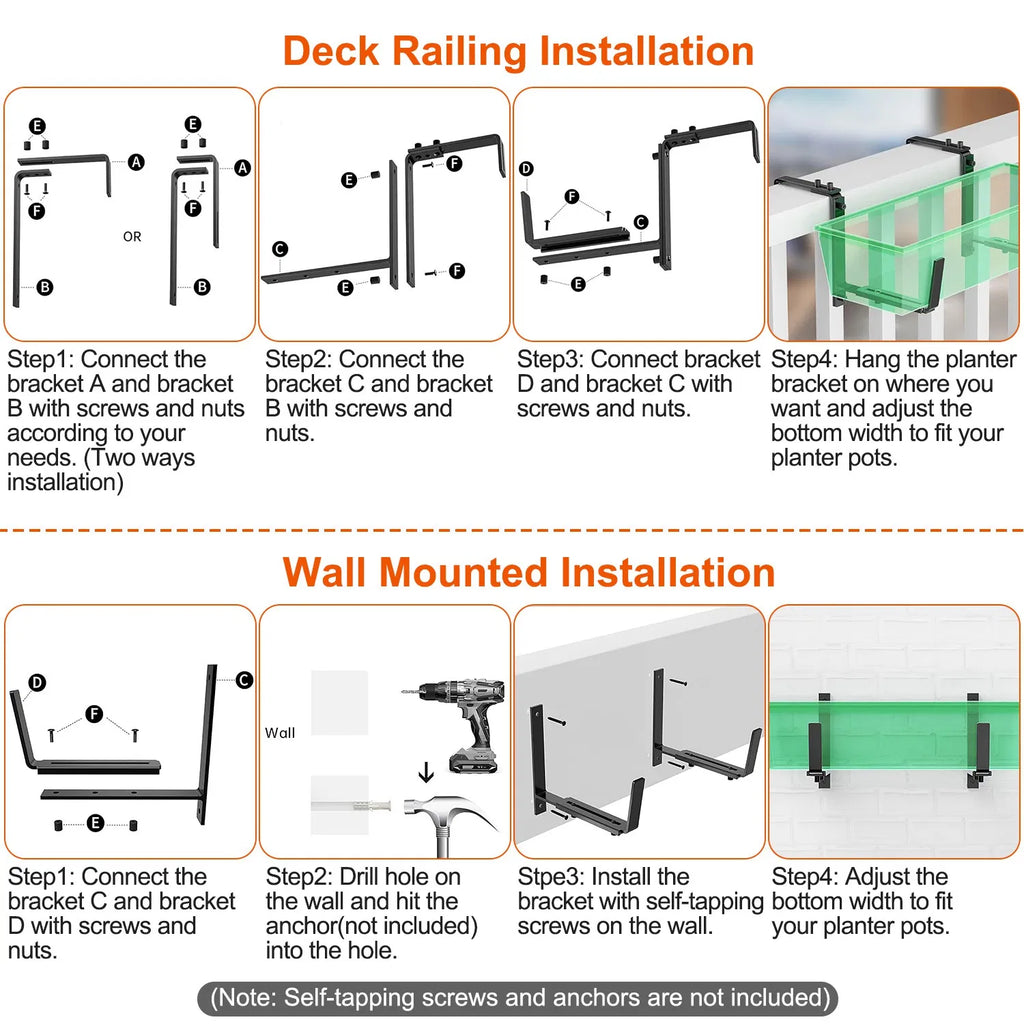 Adjustable Railing Planter Box Brackets, 4 Pack - image 9