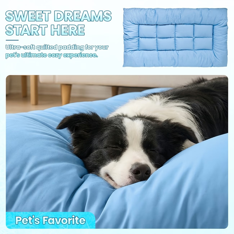 Quilted Dog Bed Mat, XXL, Blue