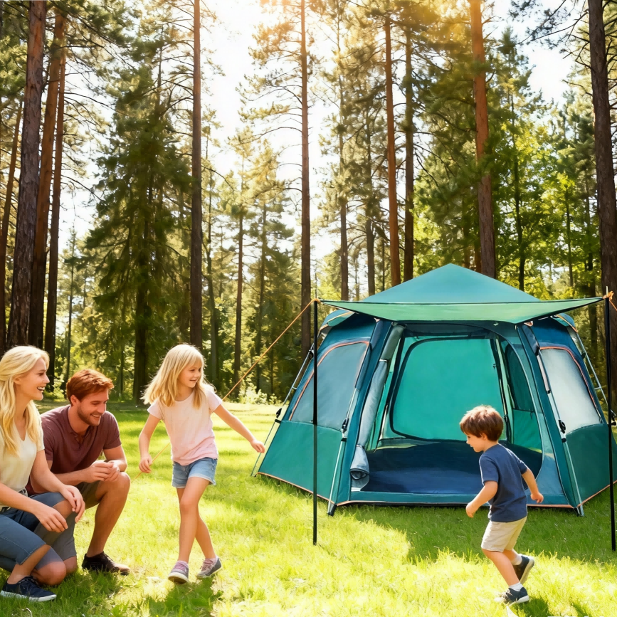 Quick Setup Hexagon Tent, 4-6 Person, Green