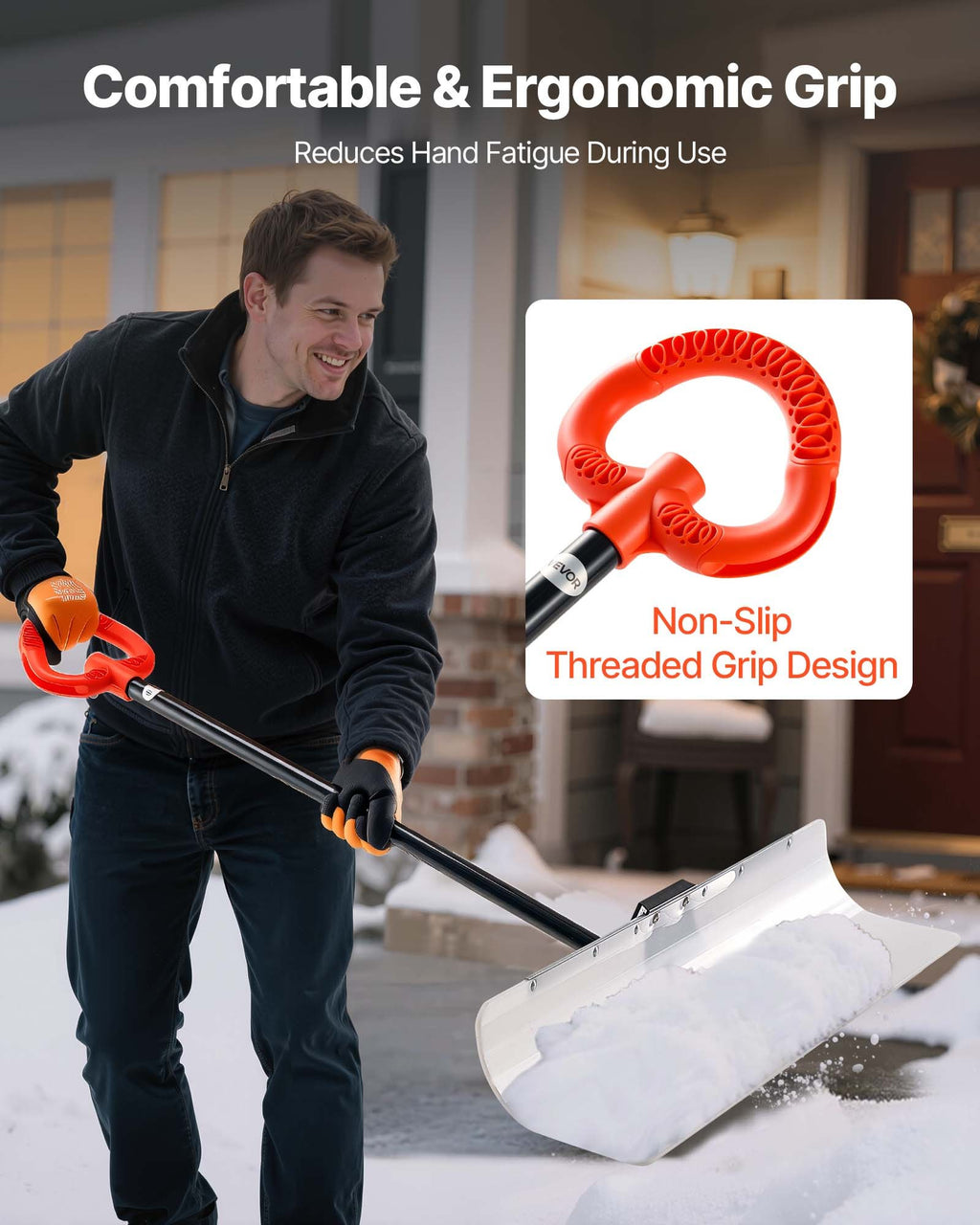 Snow Pusher Shovel, 36 in, Ergonomic Grip - image 5