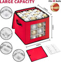 Christmas Ornament Storage Box, Holds 64, Red