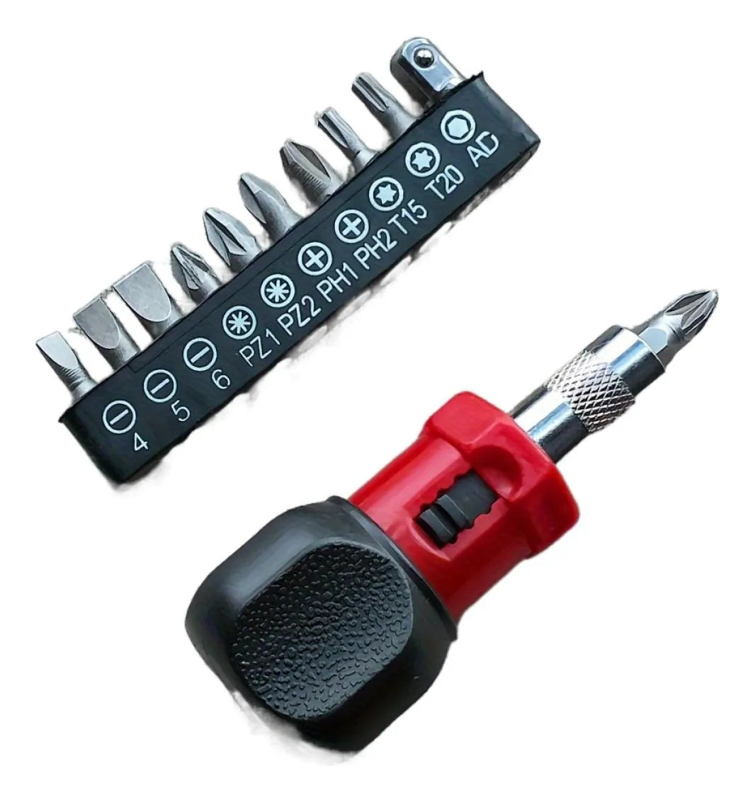 Mini Ratcheting Screwdriver with Bits, Red - image 2