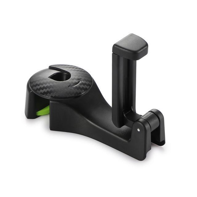 Car Headrest Hook with Phone Holder, 2 Pack, Black