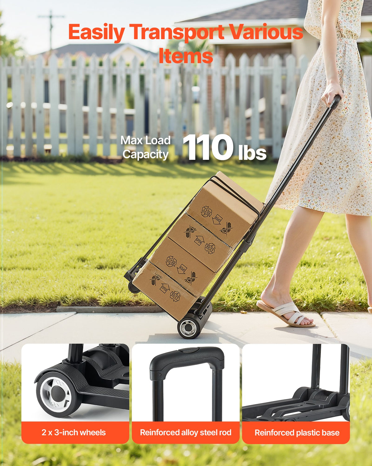 Folding Hand Truck Platform Cart, 110 lb - image 5