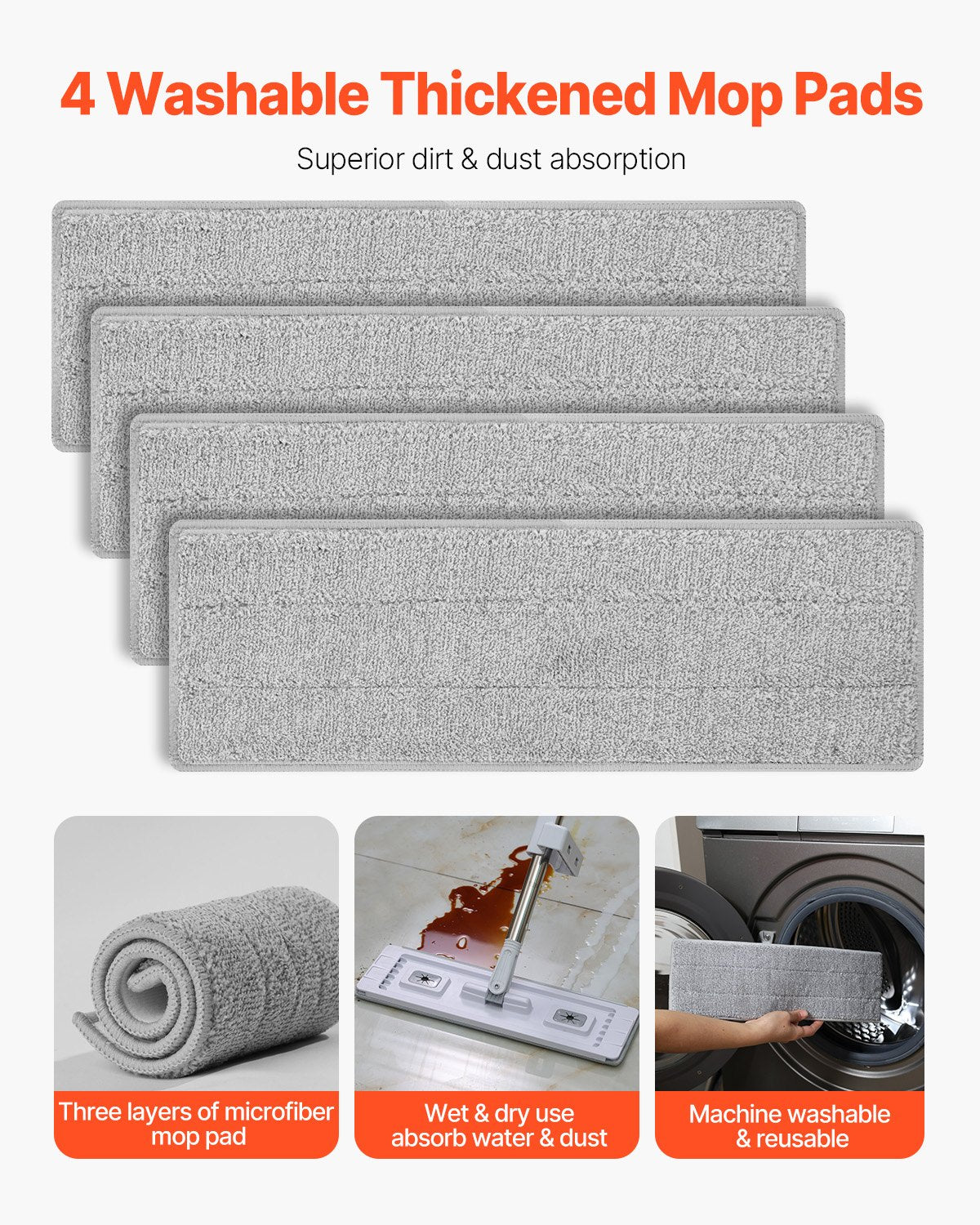 Self-Wringing Flat Mop with 4 Microfiber Pads - image 4