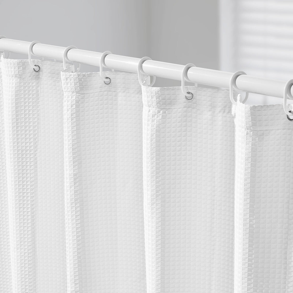 Waffle Weave Fabric Shower Curtain, 72 x 72 in, White