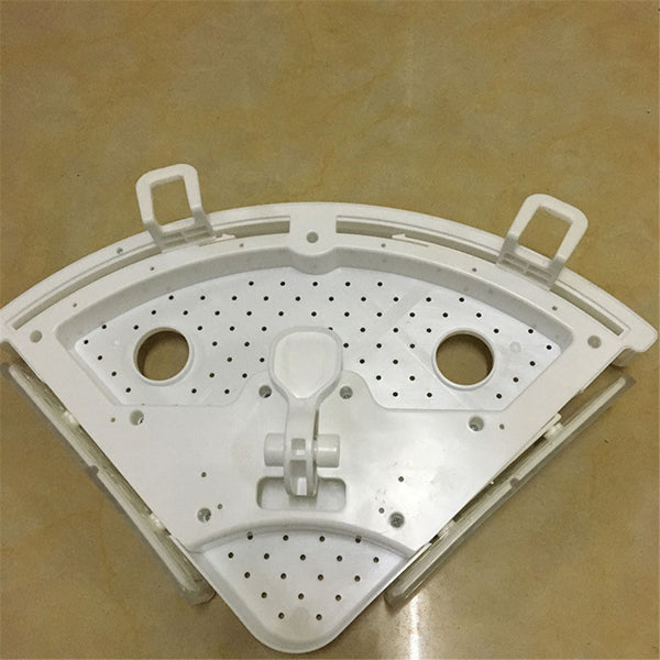 Bathroom Corner Shelf with Hooks, White - image 2
