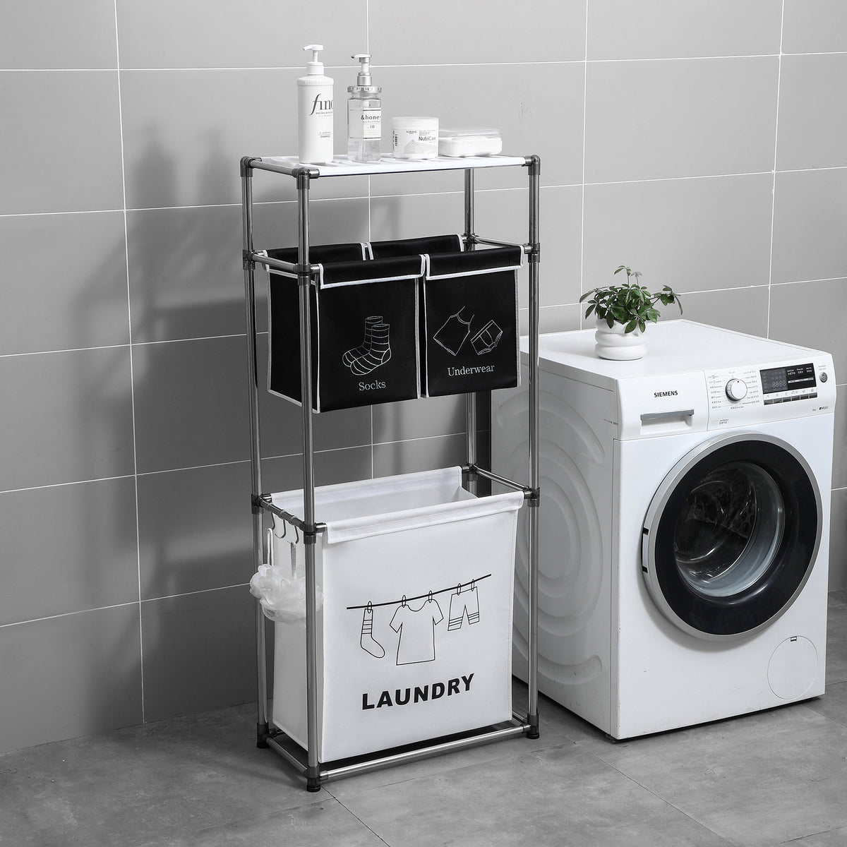 3-Tier Laundry Sorter with 4 Removable Bags - image 3