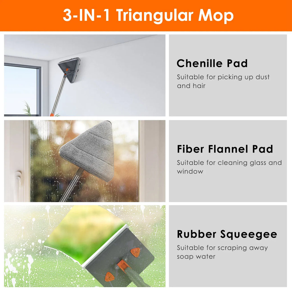 Baseboard and Wall Mop with Squeegee, Extendable Handle - image 7