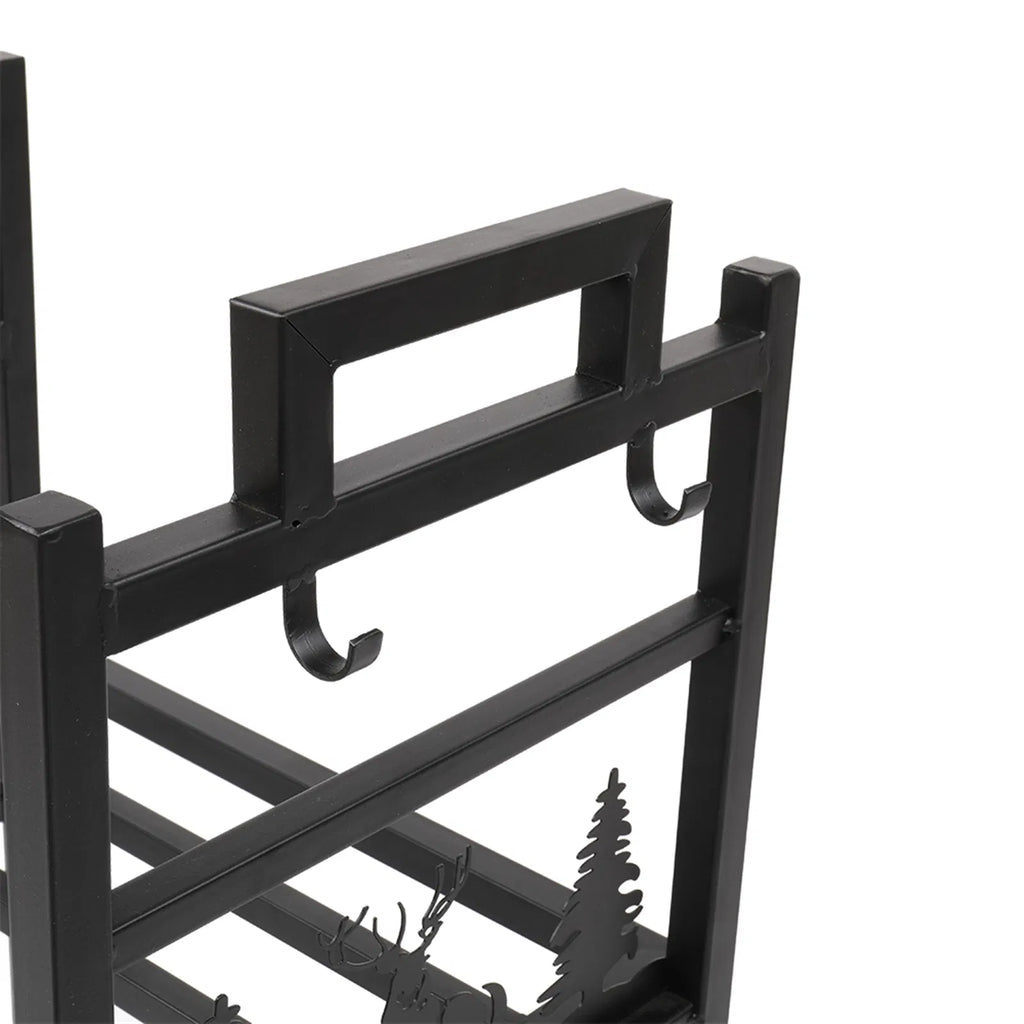 2-Tier Firewood Rack, Deer and Tree Design, Black - image 2