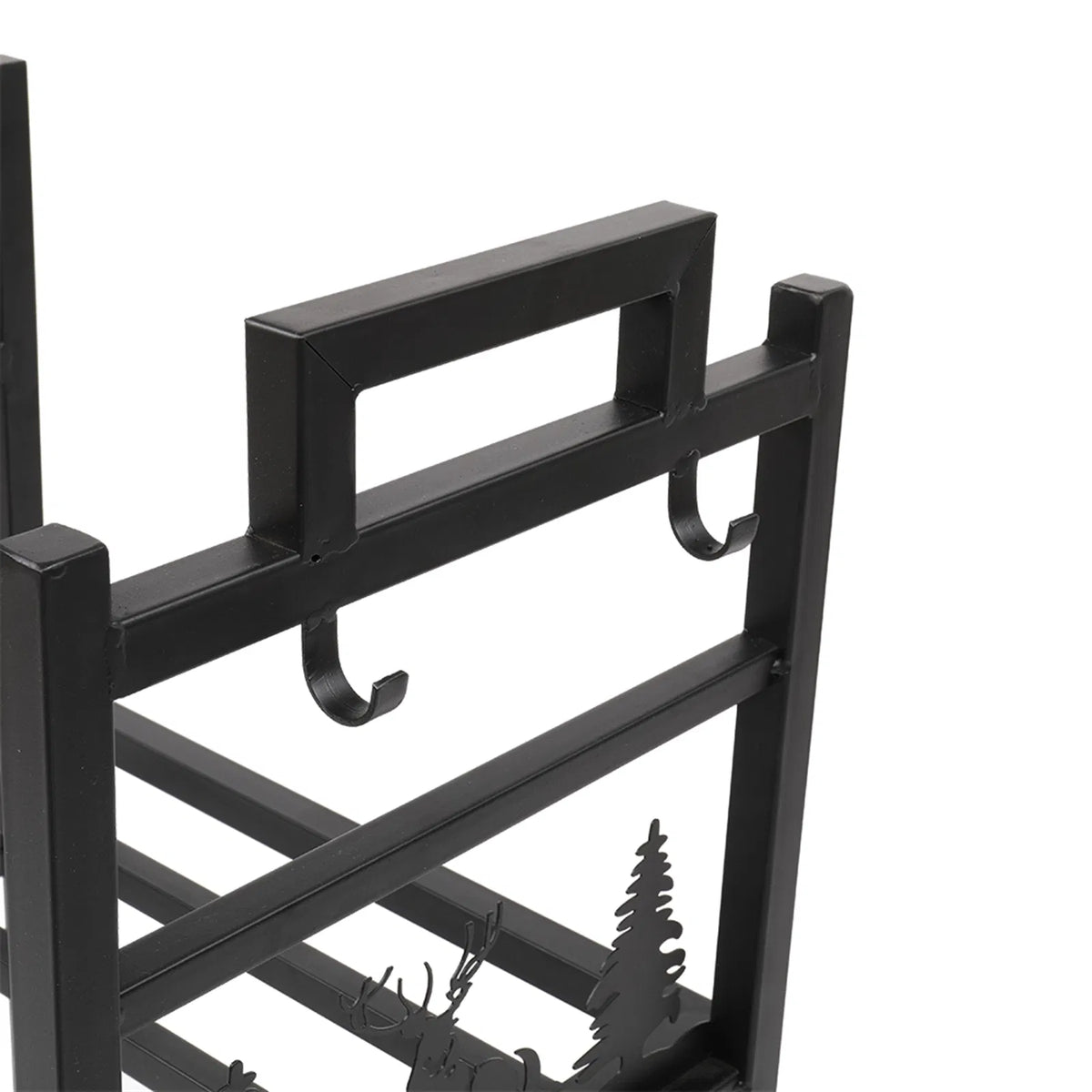 2-Tier Firewood Rack, Deer and Tree Design, Black - image 2