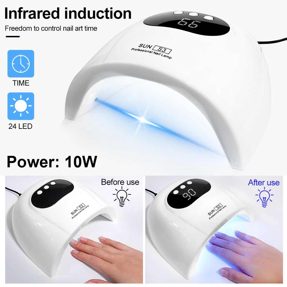 UV LED Nail Lamp, 24 Beads, White
