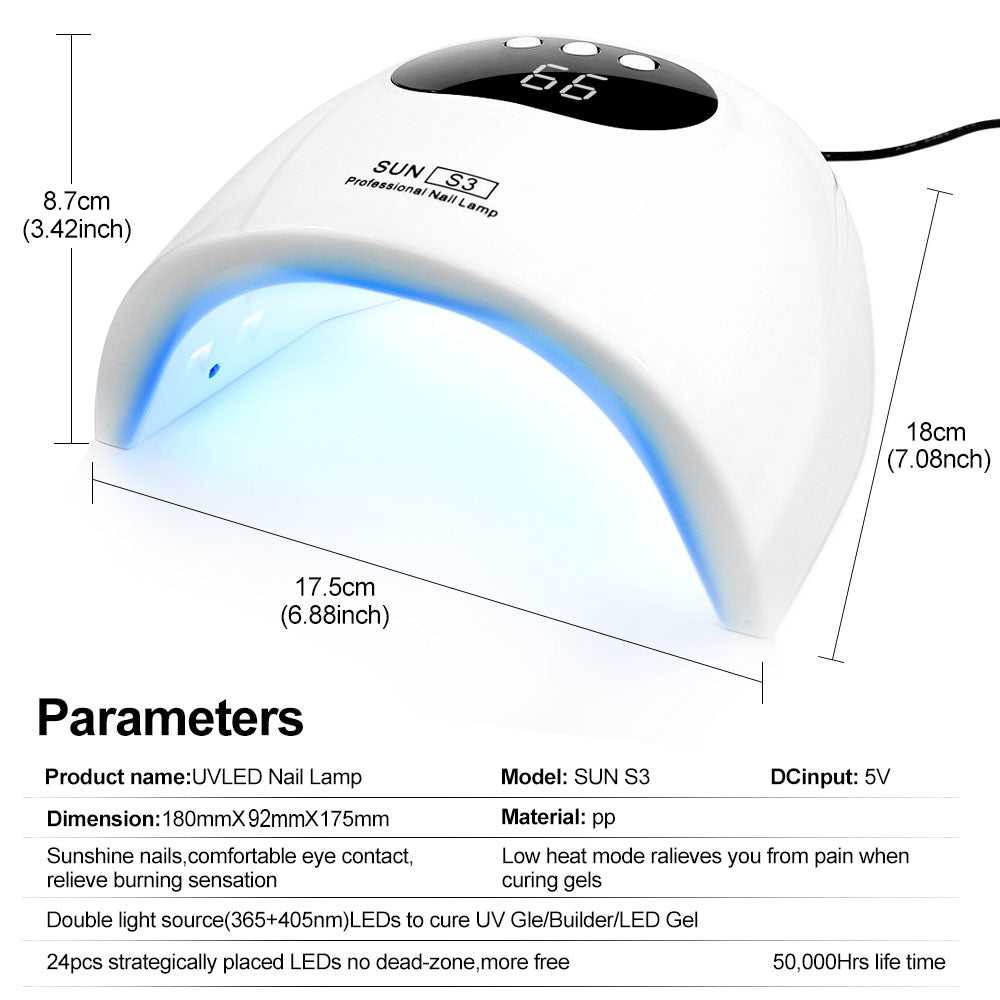 UV LED Nail Lamp, 24 Beads, White - image 4