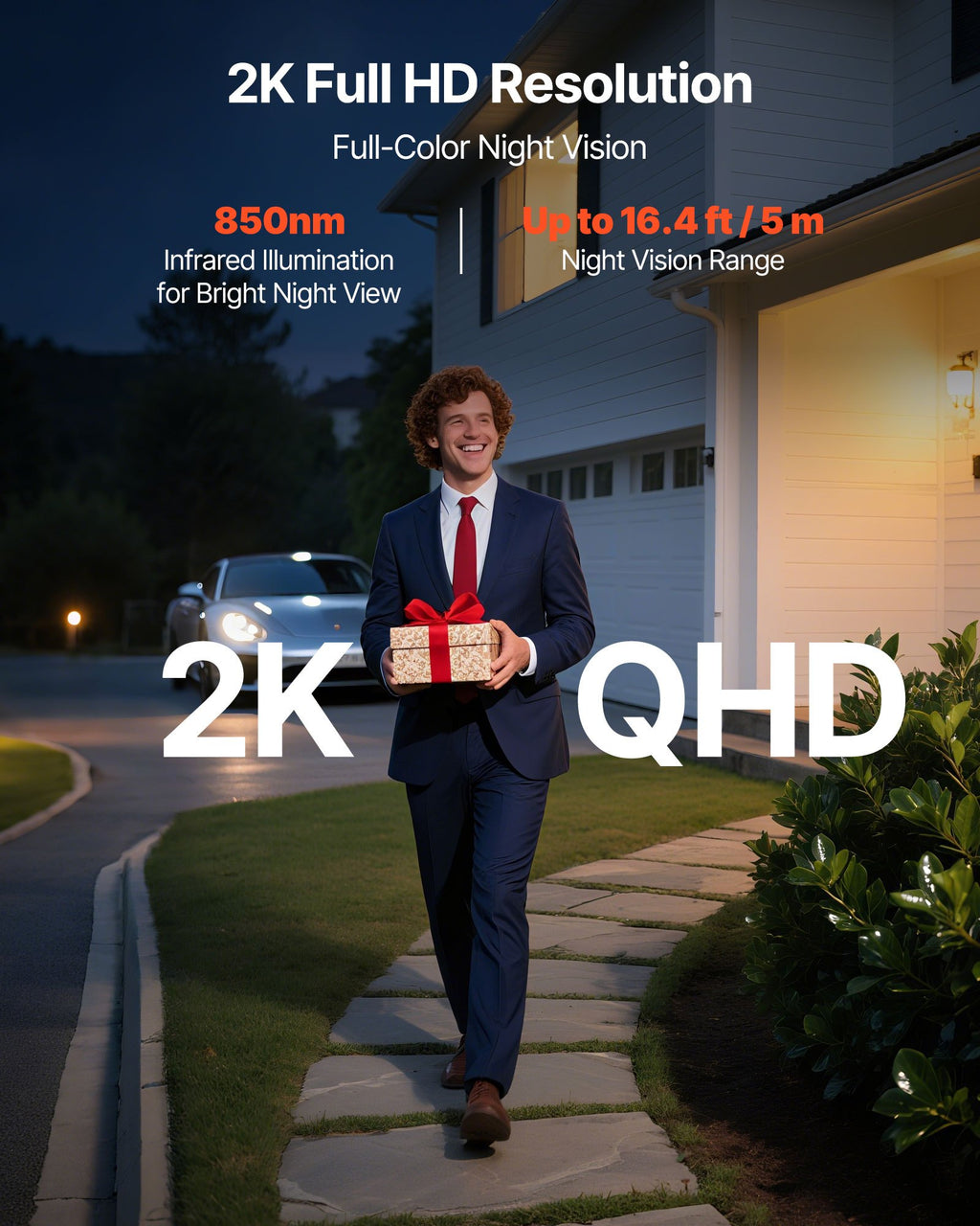 2K Wireless Video Doorbell, White - image 5