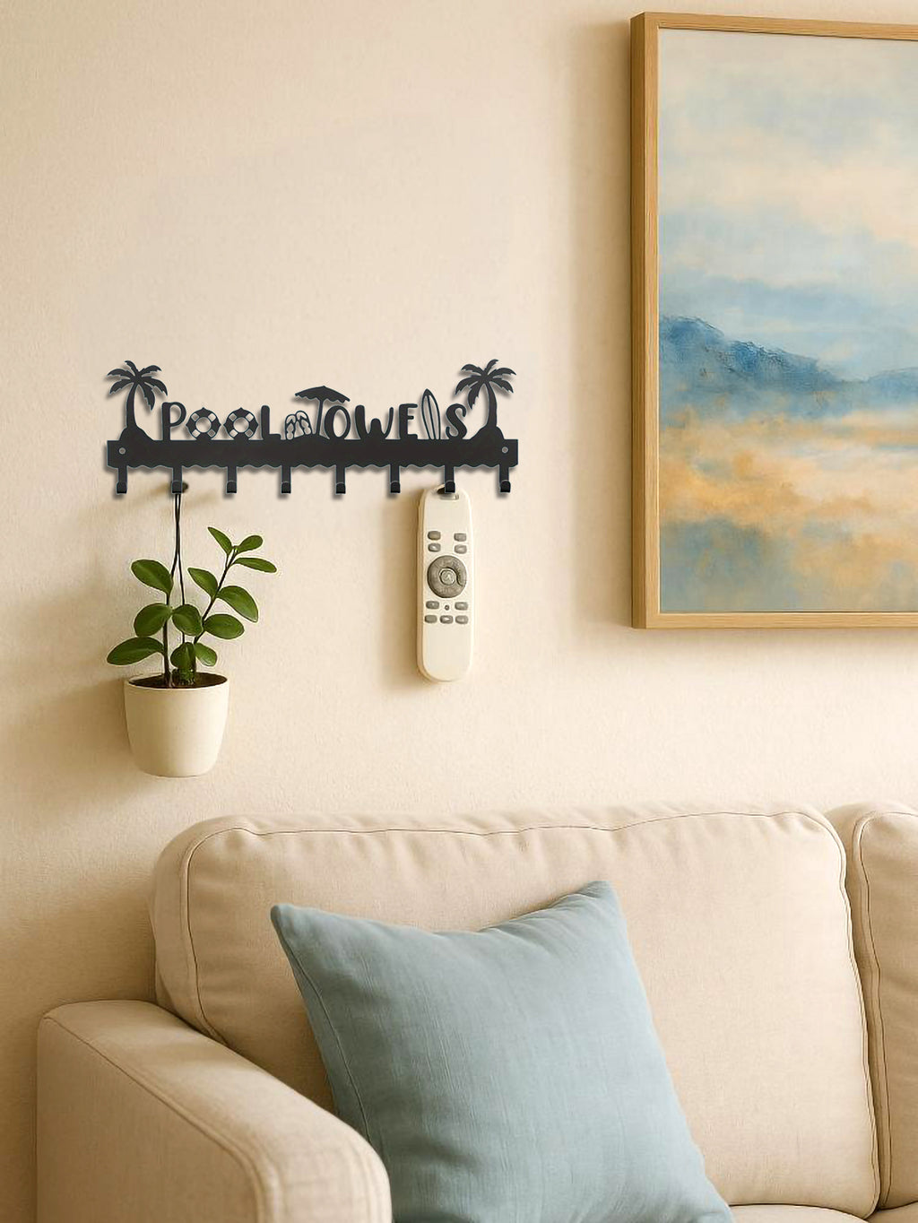 Pool Towels Wall Rack, Beach Theme, 8 Hooks - image 6